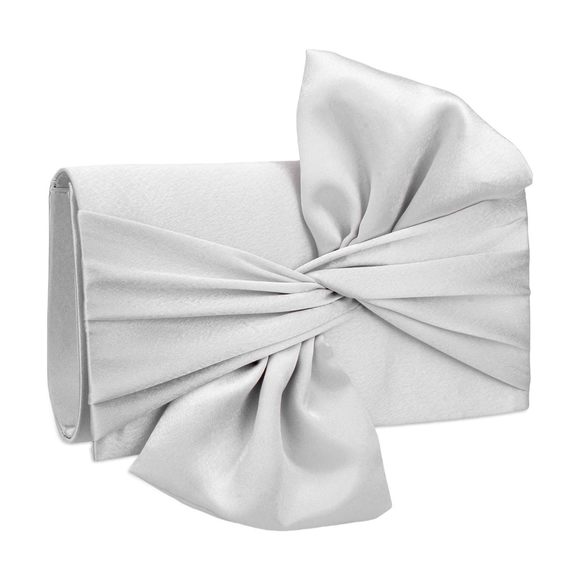Silver Bow Clutch Purses Evening Bag mal Vintage Satin Handbags V ^-^ - Picture 1 of 8